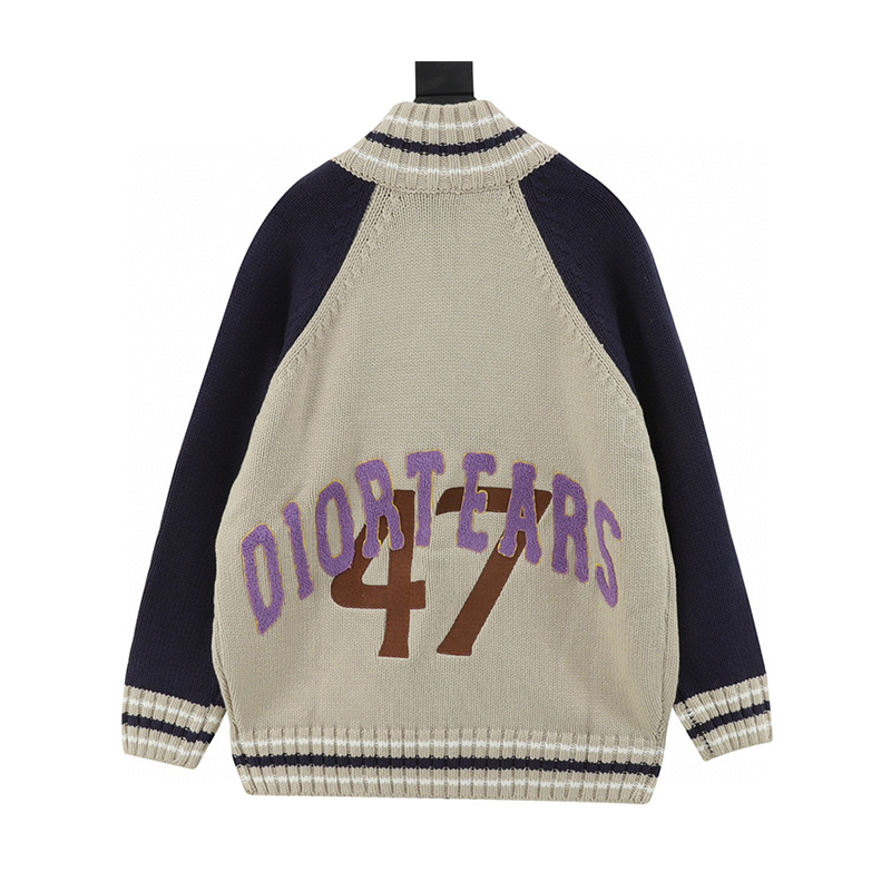 Dior Sweater Capsule Joint Series47Embroidery Towel Embroidery logo Zipper Cardigan Sweater Coat for Men and Women