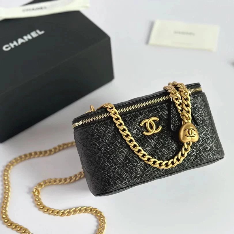 Chanel Women's Bag Top version 【Surrogate Shopping Version Original Leather】Small2023New Year Love Adjustable Buckle Lipstick Box Bag Cosmetic Bag Love Box Bag Caviar Cowhide23P Latest Love Adjustable Buckle Box Bag Women's Bag Summer Essential Small Bag