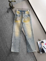 Balenciaga Jeans 25ss Spring Summer New Ripped Patchwork Double B Straight Leg Jeans Unisex Long Pants