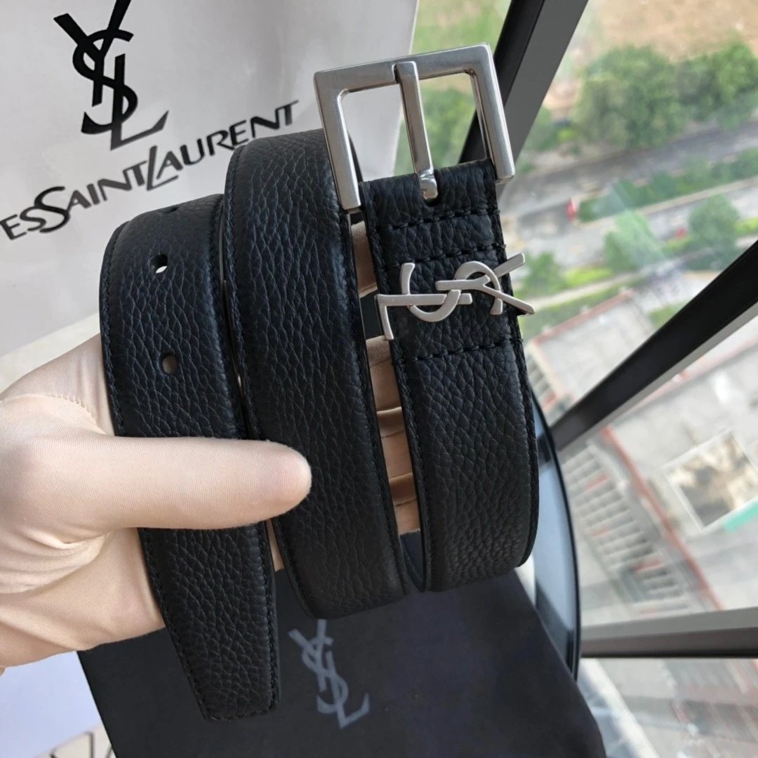 YSL Belt Top version Original Order Belt Female First Layer Cow Leather Belt3.0Women's Belt Calfskin High-Grade Pure Leather Belt Men and Women Business Casual Belt Belt Women's Belt