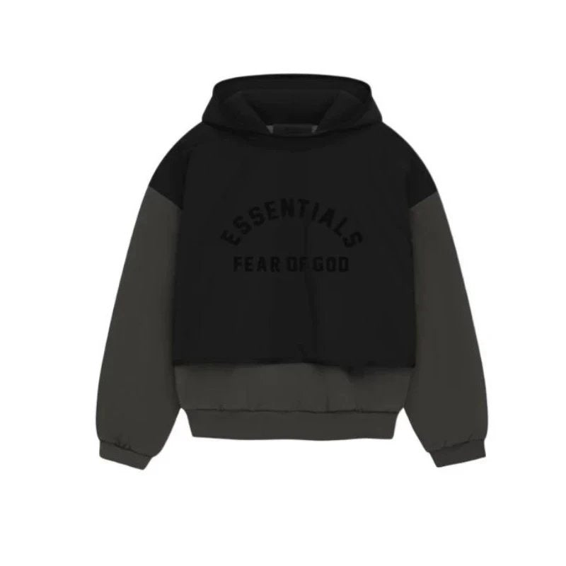 ESSENTIALS Hoodie Top Version New Double Line Letter Printing Men's Color Stitching Hoodie