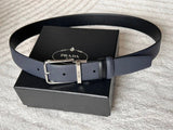 PRADA Belt Top version 【First Layer Cowhide】Men's Belt P Home Classic Business Belt Fashion Casual Width:3.4cm Boutique Pattern Automatic Buckle316Fine Steel Made Selected First Layer Cowhide Italian Leather Embryo PA Sliding Teeth Are Strong and Durable