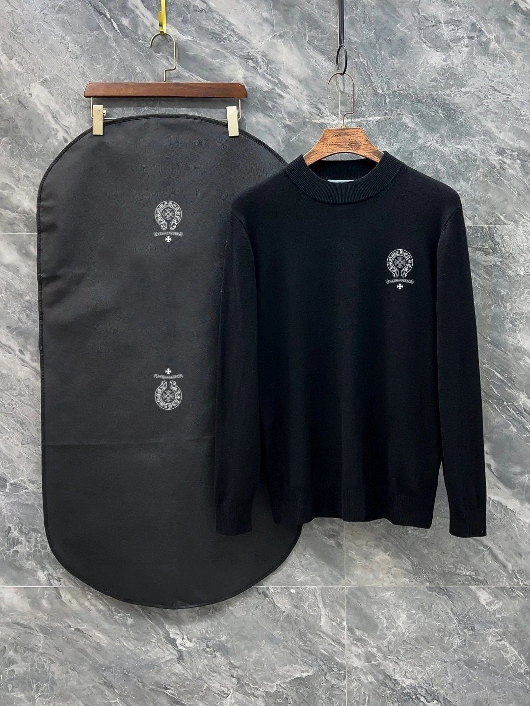 Chrome Hearts Sweater Classic Logo LOGO Printed Half Turtleneck Sweater Long Sleeve Lazy Style OS Loose Fit Unisex Knit Top Jacket Versatile Casual Wearable Inside and Outside