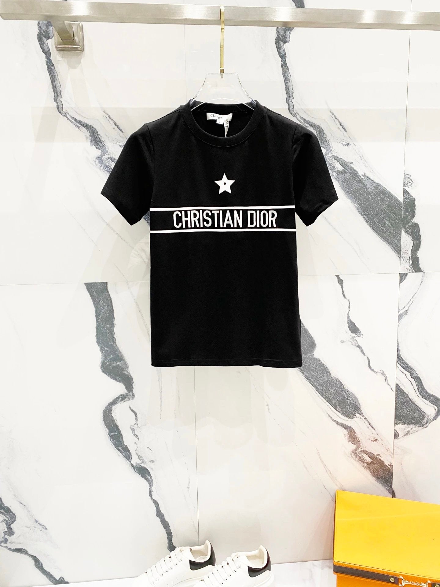 Dior T-shirt Chest Brand Letter Print logo round Neck Short Sleeve25ss New pure cotton T Women's T-shirt OS Drop Shoulder Loose Fit Base Shirt Top T-Shirt Short Sleeve