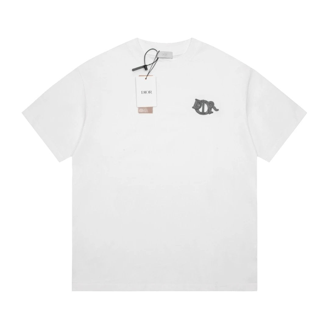 Dior T-shirt logo 3D Embroidered Crew Neck Short Sleeve25ss New Pure Cotton Unisex Style T Casual T-Shirt Base Layer Shirt OS Loose Fit Half Sleeve Top Plus Size