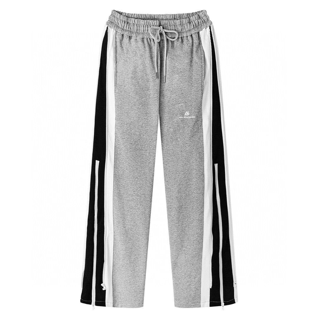 Balenciaga Sweatpants Color Block Zipper Straight Sweatpants Sports Pants Autumn Unisex Long Pants Drawstring Winter Loose Plus Size Casual Pants High Waist Contrast Color