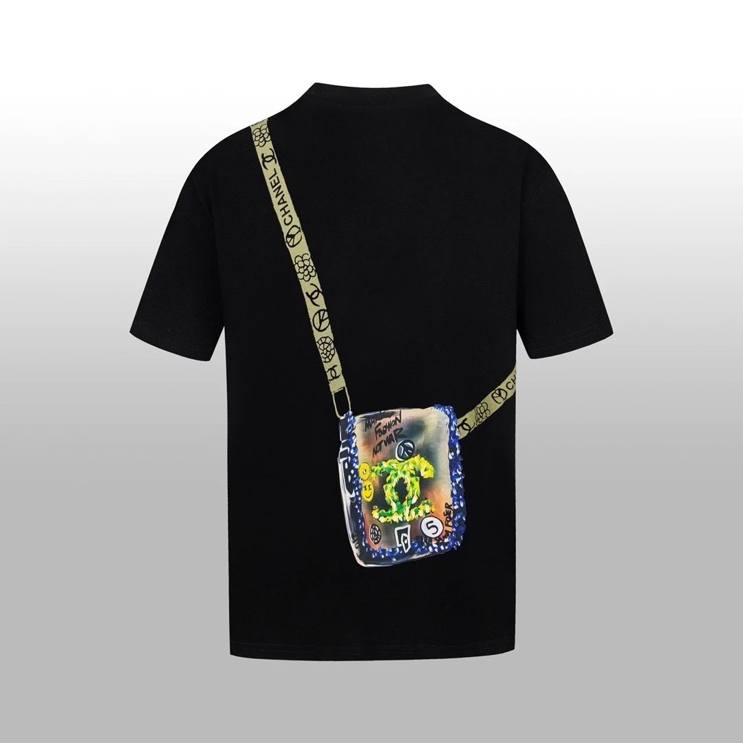 Chanel T-shirt Short Sleeve T T-shirt High Version Spring Summer New Short Sleeves T-shirt Hand-Painted Graffiti Couple