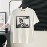 Gucci T-shirt Cartoon Character Print on the Chest logo round Neck Short Sleeve25ss New Pure Cotton Unisex Style T T-shirt OS Loose Fit Base Shirt Half Sleeve T-Shirt Top Half Sleeve
