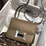 Hermes women's bag Top version 【H Handmade Custom】Stewardess Bag Constance Bag constance Silver Buckle Gold Buckle EP Women's Leather Crossbody Shoulder Bag2424
