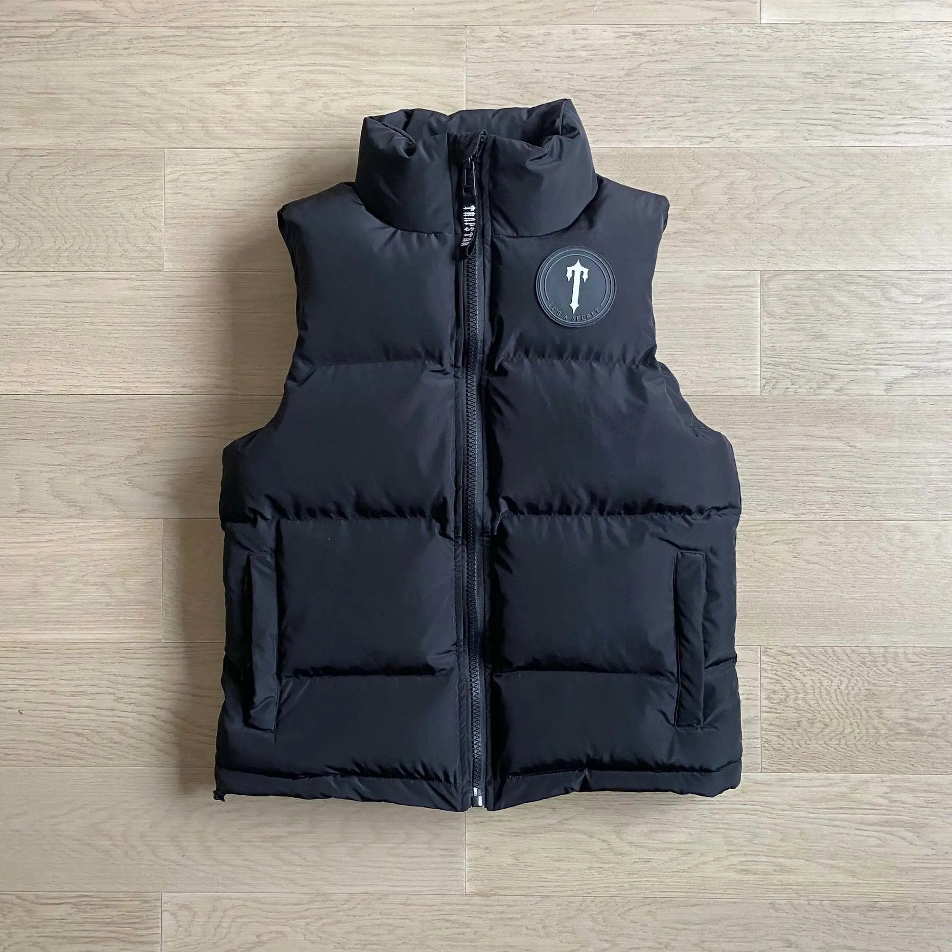 Trapstar Down Jackets Vests American-Style Black Large Standard Waistcoat Cotton-Padded Coat Winter Thick Coat Hipster All-Matching Jacket Coat