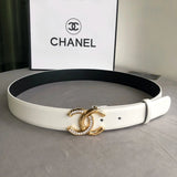 Chanel Belt Top version 【Special Cabinet Full Package】.Cow Leather Belt Silver Metal and Rhinestone.Width3.0mm Female Boutique Belt Female Boutique Belt Fashion Expert Elegant and Generous Business Casual Belt Belt Belt Women's Belt Women