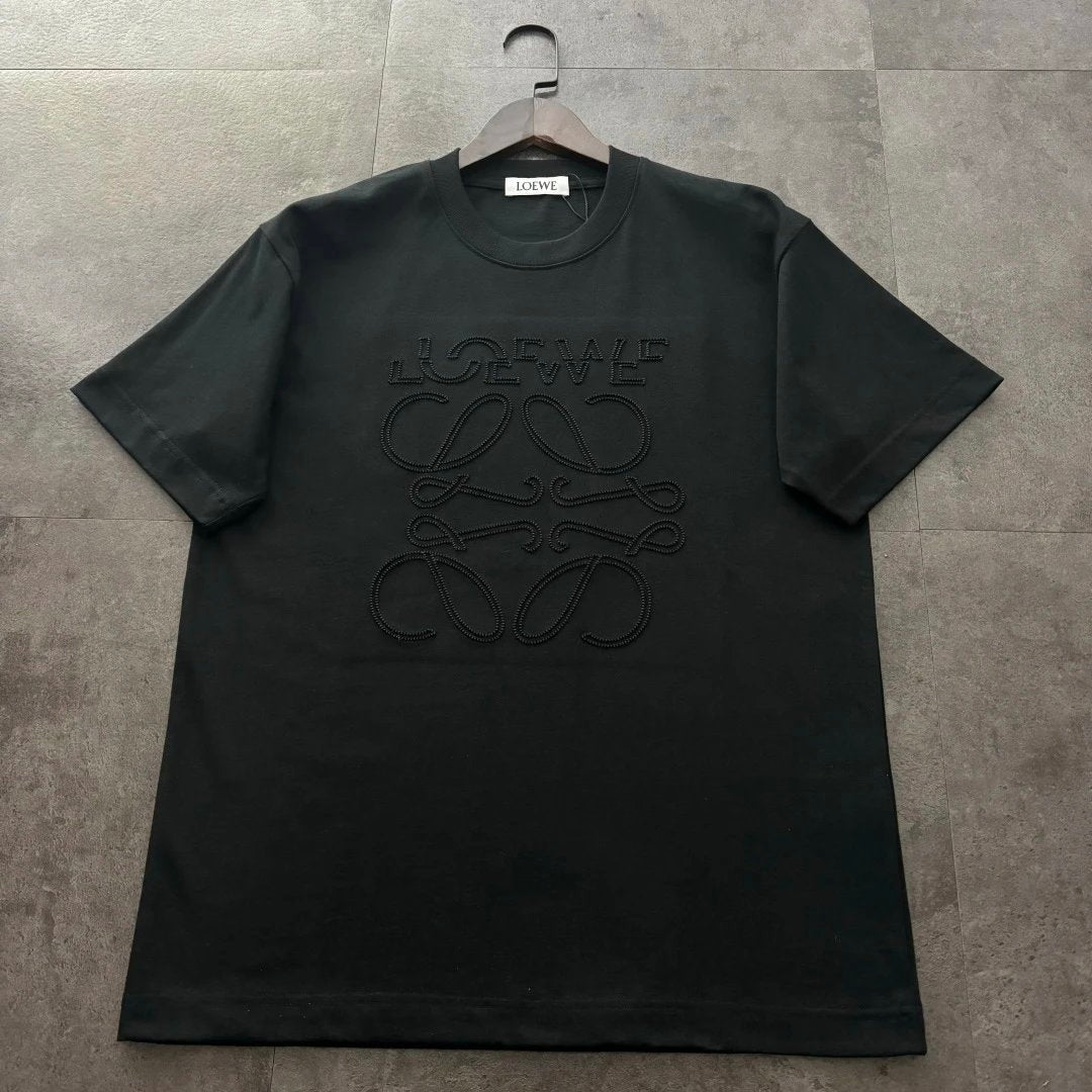 LOEWE T-shirt Large Embroidered Flower on the Chest logo round Neck Short Sleeve25ss New pure cotton T Unisex T-Shirt OS Loose Fit Base Shirt Top Half Sleeve T-Shirt