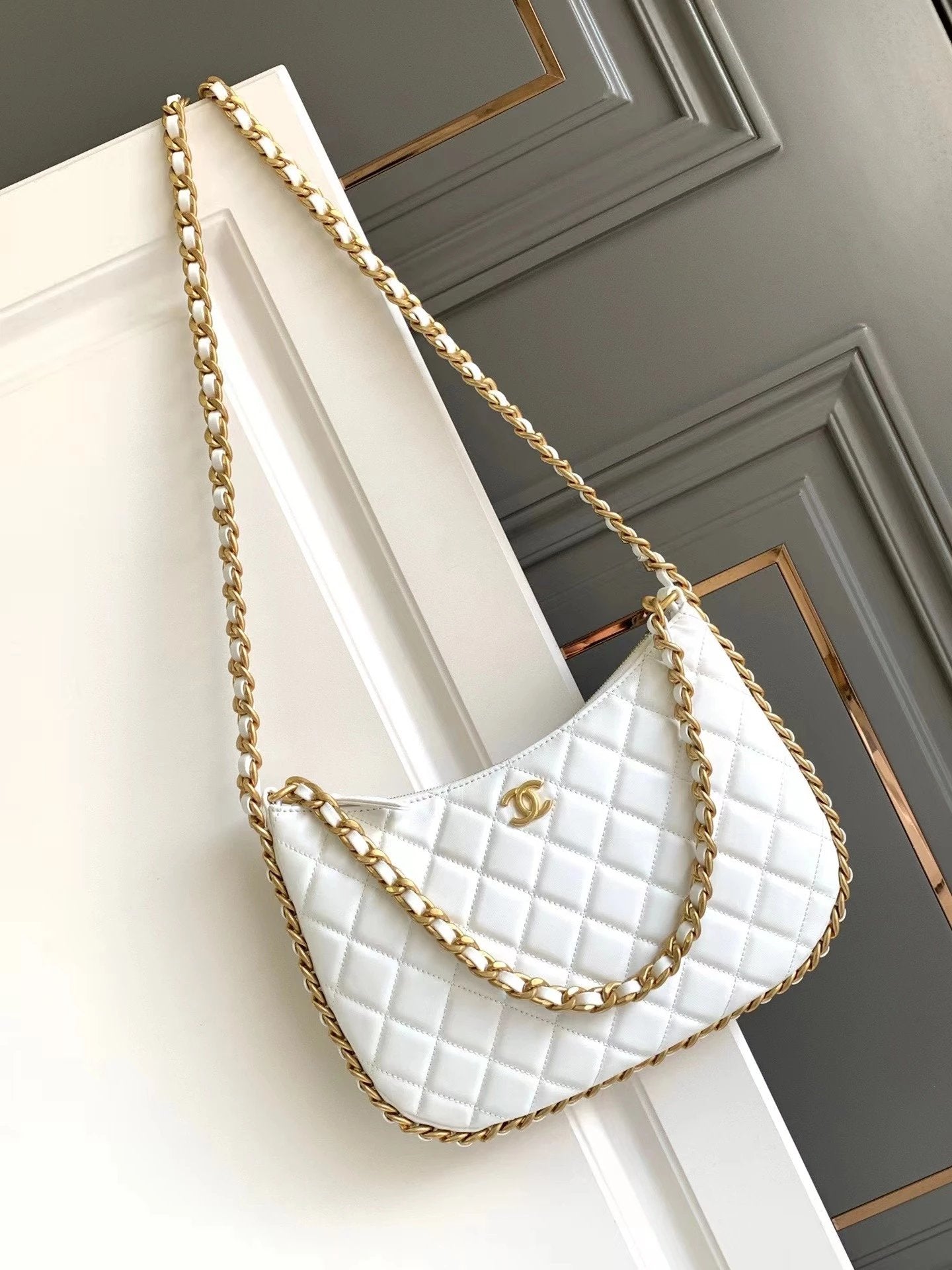 Chanel Women's Bag Top version 【Platinum Edition Premium Original Factory】23B New Products hobo Underarm Bag Hippie Bag Hobo Bag hobo Chain Underarm Shoulder Bag New Women's Bag