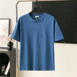 LOEWE T-shirt Chest Brand Embroidery Pattern logo round Neck Short Sleeve25ss New pure cotton T Unisex T-Shirt OS Drop Shoulder Loose Fit Base Shirt Top T-Shirt Short Sleeve