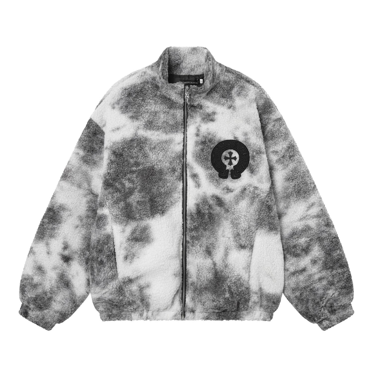 Chrome Hearts Jackets Lamb Wool Gradient Zipper Black and White Contrast Color Short Coat Towel Embroidery American Letters Men and Women Same Style Street Cotton Padded Thickened Jacket
