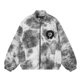 Chrome Hearts Jackets Lamb Wool Gradient Zipper Black and White Contrast Color Short Coat Towel Embroidery American Letters Men and Women Same Style Street Cotton Padded Thickened Jacket