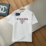 PRADA T-shirt Embossed Lettering on the Chest logo round Neck Short Sleeve25ss New Pure Cotton Unisex Style T Casual T-Shirt Base Layer Shirt OS Loose Fit Half Sleeve Top Plus Size