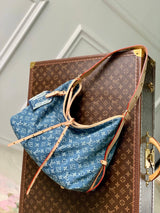 Louis Vuitton LV Women's Bag Top version Cream Blue Taro Purple Light Pink Tote Bag Handbag Underarm Bag Shoulder Handbag Women's Bag Medium Handbag Black Denim Denim Tote Bag