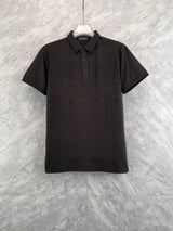 Louis Vuitton LV T-shirt Covered in Little Four-Leaf Flowers logo Jacquard POLO Shirt Lapel Short Sleeve25ss New Unisex Style OS Loose T Summer Half Sleeve Business Shirt Plus Size T-Shirt