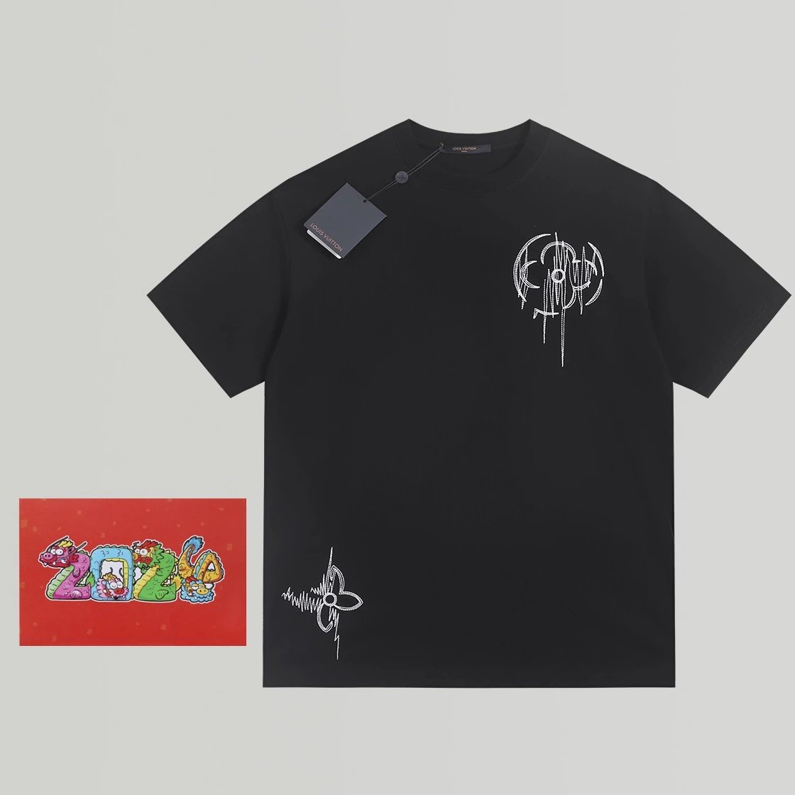 Louis Vuitton LV T-shirt Chest Flower Embroidery logo round Neck Short Sleeve25ss New pure cotton T Unisex T-Shirt OS Drop Shoulder Loose Fit Base Shirt Top T-Shirt Short Sleeve