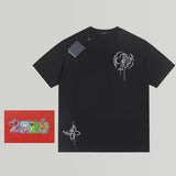 Louis Vuitton LV T-shirt Chest Flower Embroidery logo round Neck Short Sleeve25ss New pure cotton T Unisex T-Shirt OS Drop Shoulder Loose Fit Base Shirt Top T-Shirt Short Sleeve