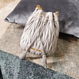 Miu Miu Bag Top version 【Original Leather】Bucket Bag Drawstring Bag Pleated Bucket Bag Shoulder Bag Crossbody Bag Backpack Women's Bag Crossbody Women's Bag