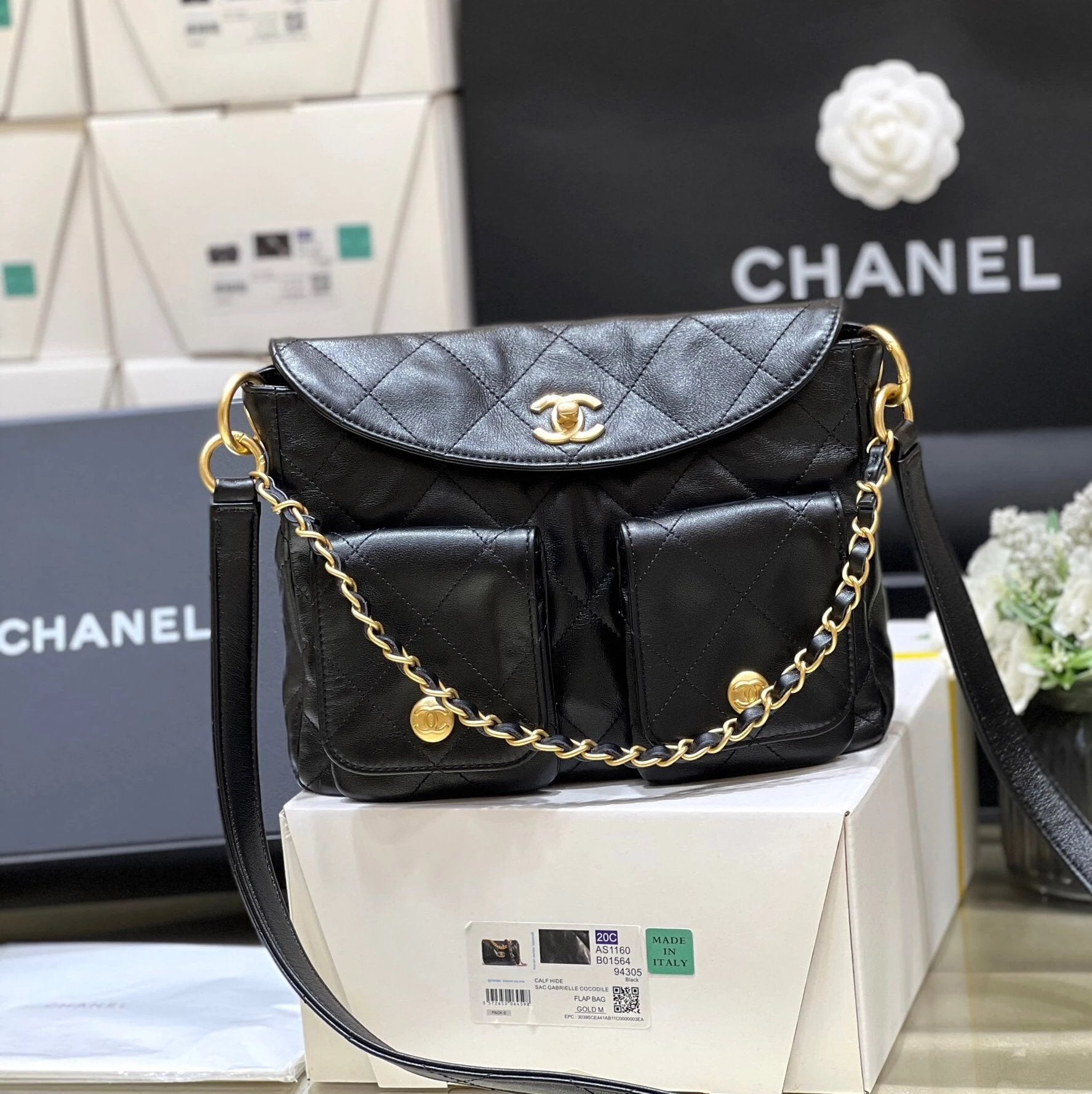 Chanel Women's Bag Top version 【Super Original Genuine Goods Leather】24P New Retro hobo Hippie Bag Motorcycle Bag Chain Underarm Bag Backpack Clutch Messenger Bag Women's Motorcycle Messenger Bag hobo Large Messenger Bag Hippie Bag Hippie hobo Bag