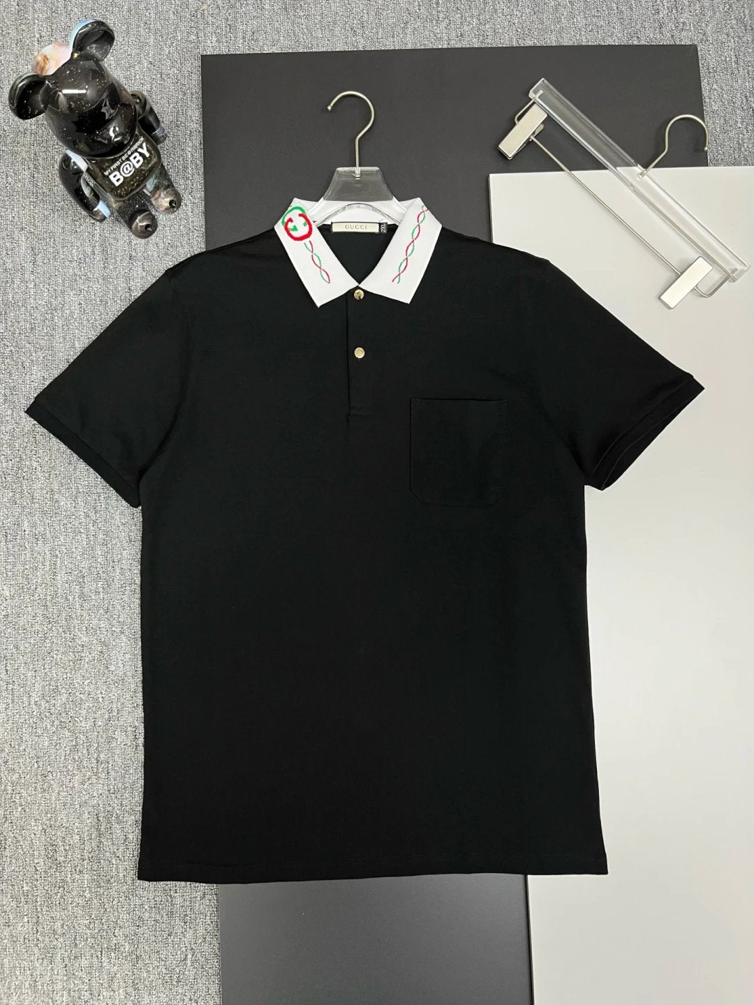 Gucci T-shirt Two-tone Spiral Line Embroidery on the Collar logoPOLO Short Sleeve Turn-down Collar Shirt Unisex Summer Loose Fit T Business Commuter Short Sleeve Shirt Plus Size