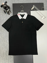 Gucci T-shirt Two-tone Spiral Line Embroidery on the Collar logoPOLO Short Sleeve Turn-down Collar Shirt Unisex Summer Loose Fit T Business Commuter Short Sleeve Shirt Plus Size