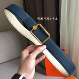 Hermes Belt Top version Men H Buckle Leather Calfskin Business Casual Double-Sided Available Belt