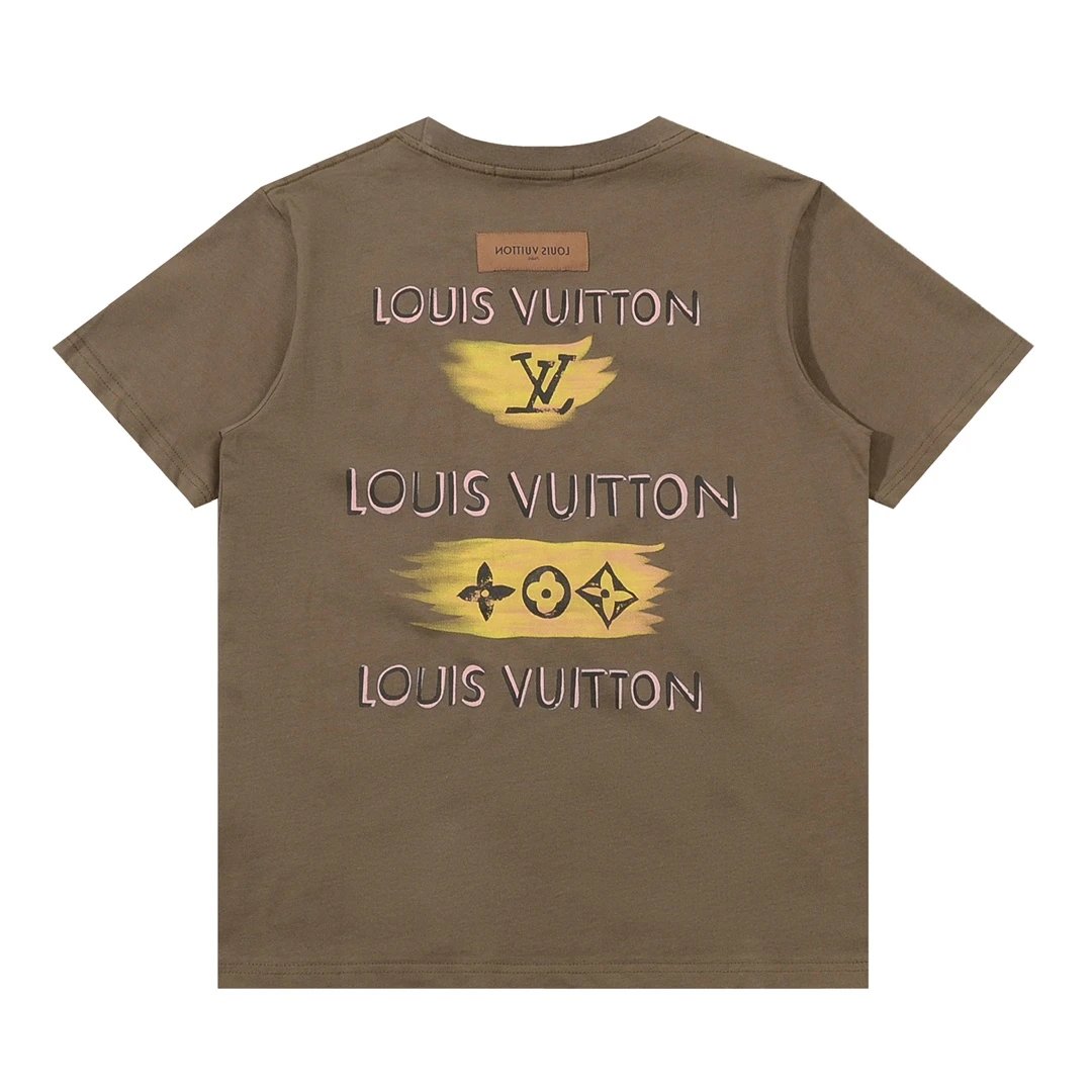 Louis Vuitton LV T-shirt Front and back yellow doodle letter print logo round Neck Short Sleeve25ss New pure cotton T Unisex T-Shirt OS Loose Fit Base Shirt Top Half Sleeve T-Shirt