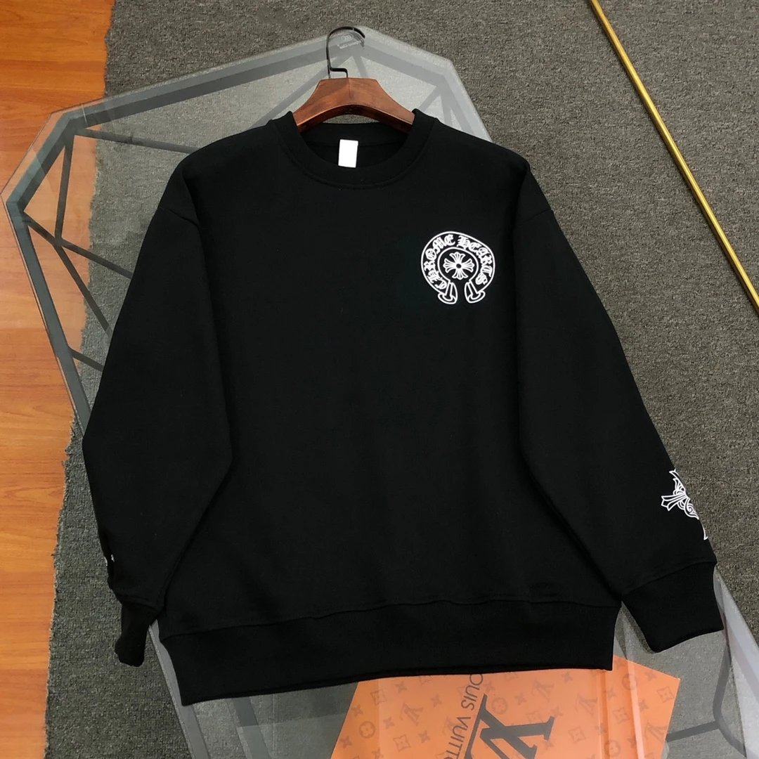Chrome Hearts Hoodie 2024New logo Printed Crewneck Sweatshirt Long Sleeve Base Shirt Outerwear Trendy Unisex Sports Casual Loose Fit Versatile New Autumn Winter Collection