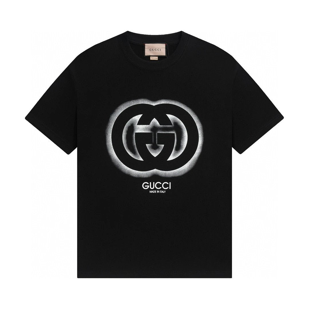 Gucci T-shirt Black and white chest G Letter Printing logo round Neck Short Sleeve25ss New pure cotton T Unisex T-Shirt OS Drop Shoulder Loose Fit Base Shirt Top T-Shirt Short Sleeve