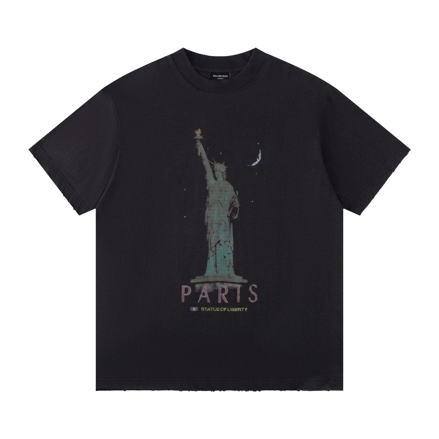 Balenciaga T-shirt Chest with Statue of Liberty Print logo round Neck Short Sleeve25ss New Pure Cotton Unisex Style T T-shirt OS Loose Fit Base Shirt Top Half Sleeve T-Shirt