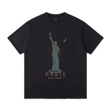 Balenciaga T-shirt Chest with Statue of Liberty Print logo round Neck Short Sleeve25ss New Pure Cotton Unisex Style T T-shirt OS Loose Fit Base Shirt Top Half Sleeve T-Shirt