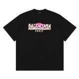 Balenciaga T-shirt Pink double print on the chest logo round Neck Short Sleeve25ss New pure cotton T Unisex T-Shirt OS Loose Fit Base Shirt Top Half Sleeve T-Shirt
