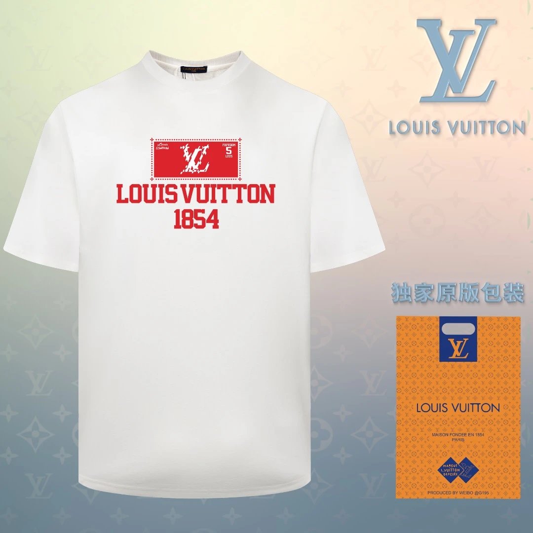 Louis Vuitton LV T-shirt 1854Series Front Print logo round Neck Short Sleeve25ss New Pure Cotton Unisex Style T T-shirt OS Loose Fit Base Shirt Short Sleeve Top T-Shirt
