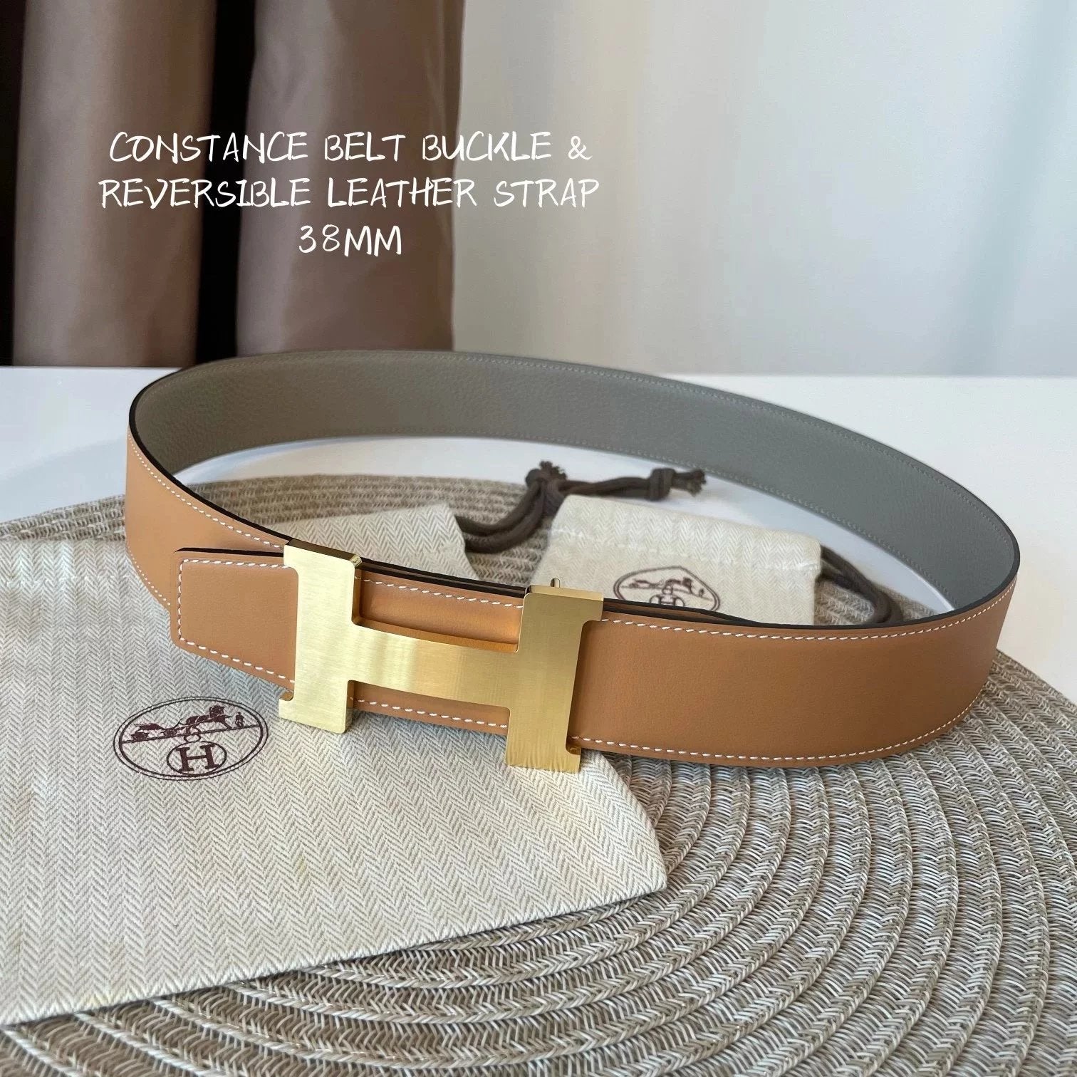 Hermes Belt Top version 【Spot High Quality】H Buckle Double-Sided Cowhide Men's Leather Belt Genuine Leather Business Man's Belt Italy Imported First Layer Cowhide Leather Pure Steel Buckle