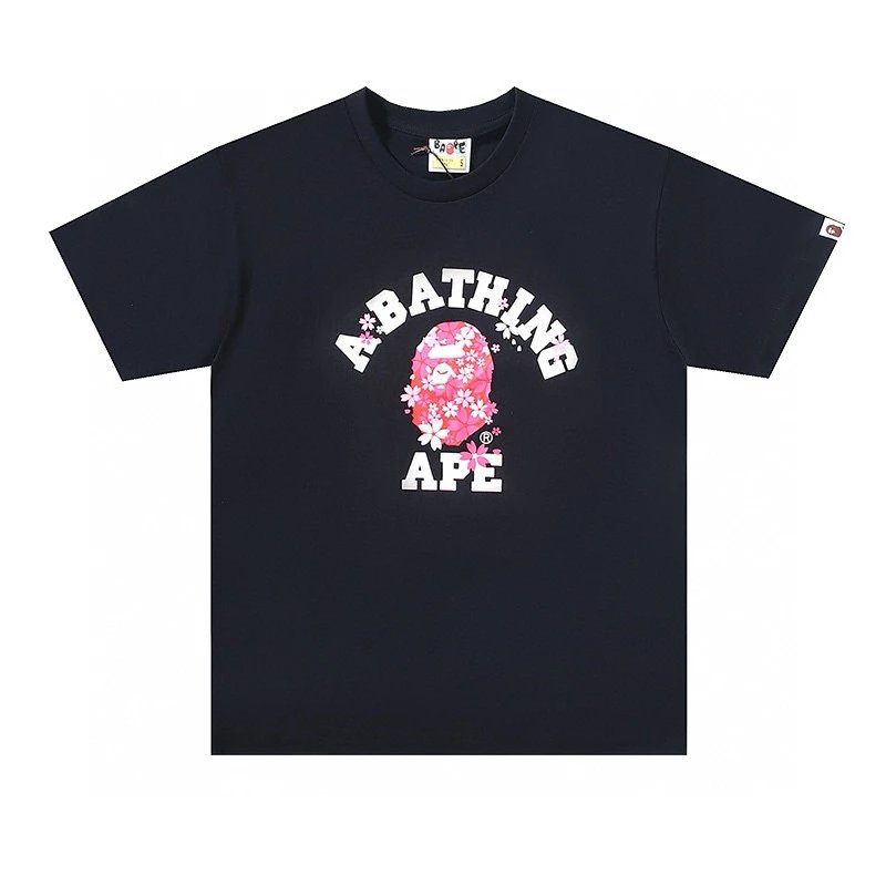 Bape T-shirt Top Version Counter Same Style Pure Cotton Summer Men's and Women's Same Fashion Loose All-Matching2024New Short Sleeve T T-shirt