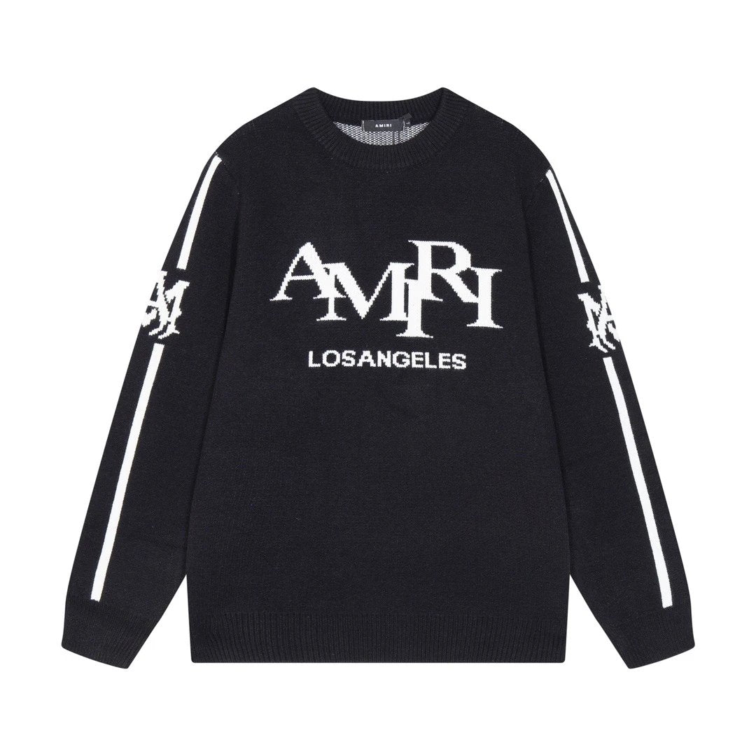 Amiri Sweater 2024Autumn and Winter New Front Letters logo Letter Jacquard Knitted Sweater for Men and Women