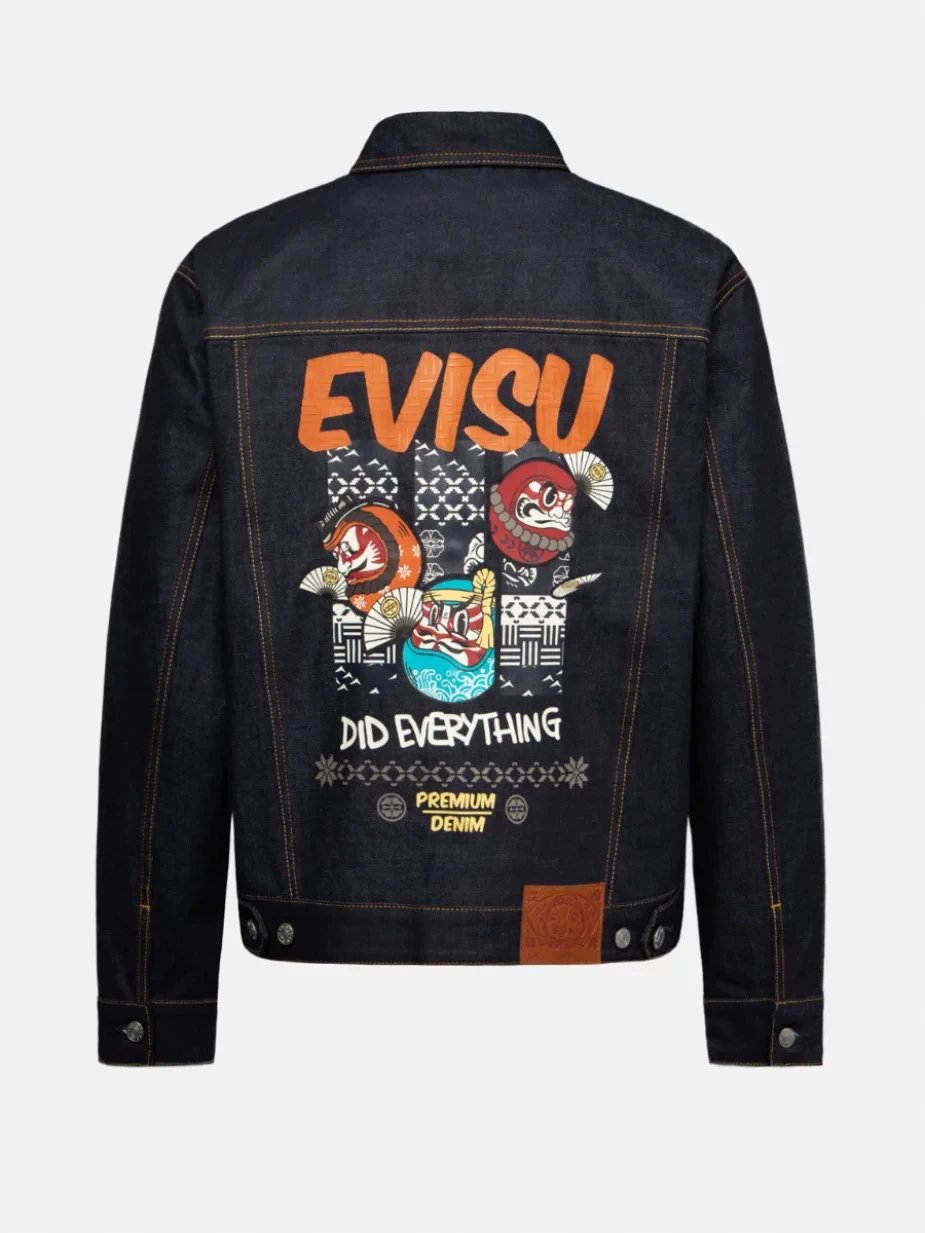 Evisu Jackets Top Version Men's Wide Version Denim Jacket Coat