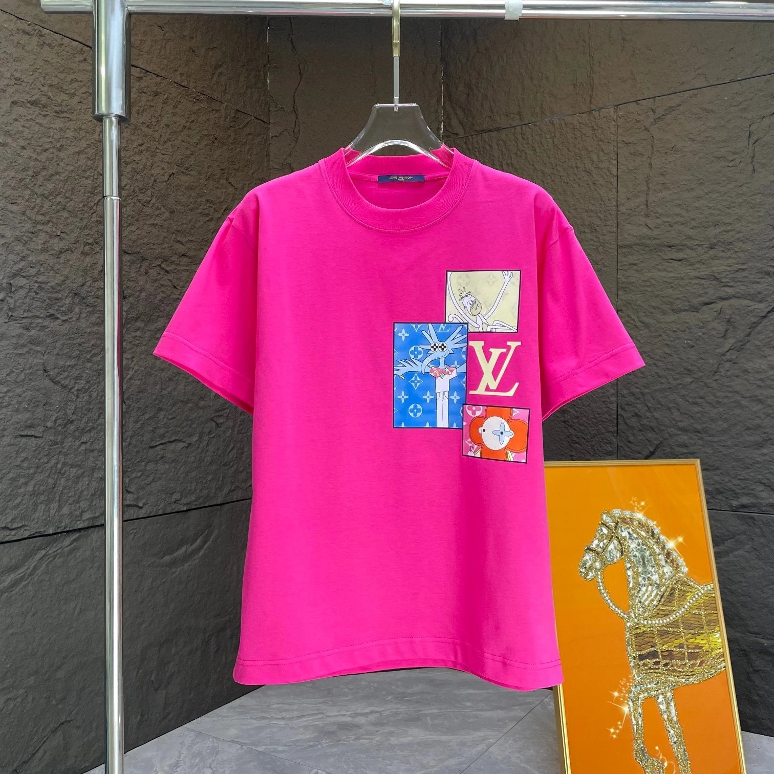 Louis Vuitton LV T-shirt Chest Letter Pattern Print logo round Neck Short Sleeve25ss New pure cotton T Unisex T-Shirt OS Loose Fit Base Shirt Top Half Sleeve T-Shirt
