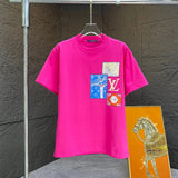 Louis Vuitton LV T-shirt Chest Letter Pattern Print logo round Neck Short Sleeve25ss New pure cotton T Unisex T-Shirt OS Loose Fit Base Shirt Top Half Sleeve T-Shirt