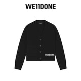 We11done Jackets Top Version Wool Knit Cardigan Jacquard Letters LOGO Pocket Sweater Coat