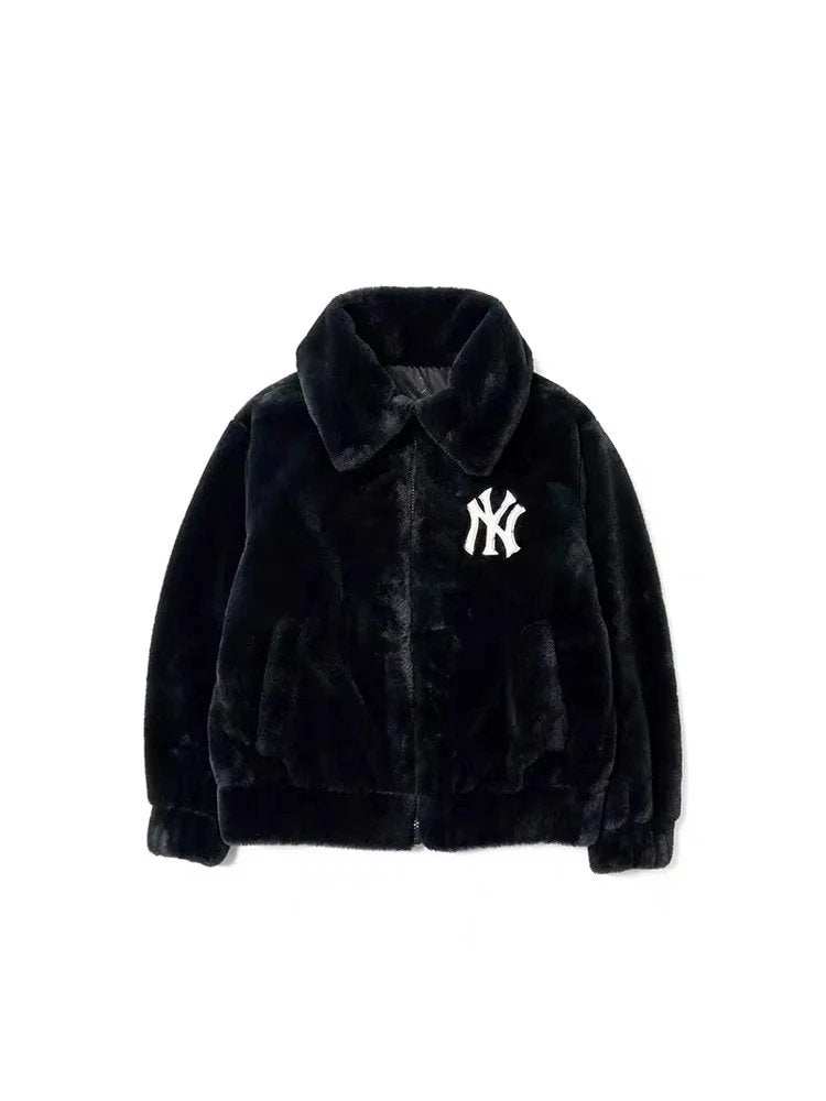 MLB Jackets Top Version Men and Women Couple Faux Cashmere Jacket Jacket Sports Casual Plush Winter