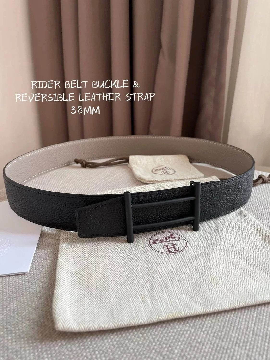 Hermes Belt Top version Exclusive Mobile Phone Real Shot High Quality Double-Sided Imported First Layer Cowhide Men's Belt Double-Sided Available h Home Belt Fashion All-Match Clothes Accessories Width3.8cm
