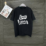 Louis Vuitton LV T-shirt Digital Direct Print on Chest logo round Neck Short Sleeve25ss New Pure Cotton Unisex Style T Casual T-Shirt Base Layer Shirt OS Loose Fit Half Sleeve Top Plus Size