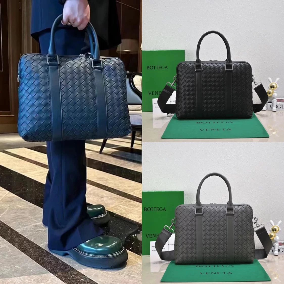 Bottega Veneta Men's Bag Top version 【Version】New Men's Weaving Briefcase Men's Handbag Casual Bag Business Men's Briefcase Briefcase Business Traveling Luggage Bag Woven Bag Men's Bag