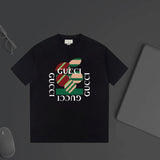 Gucci T-shirt Chest Fruit Pattern Print logo round Neck Short Sleeve25ss New Pure Cotton Unisex Style T Casual T-Shirt Base Layer Shirt OS Loose Fit Half Sleeve Top Plus Size