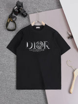 Dior T-shirt 3D Embroidery logo round Neck Short Sleeve25ss New Pure Cotton Unisex Style T Casual T-Shirt Base Layer Shirt OS Loose design